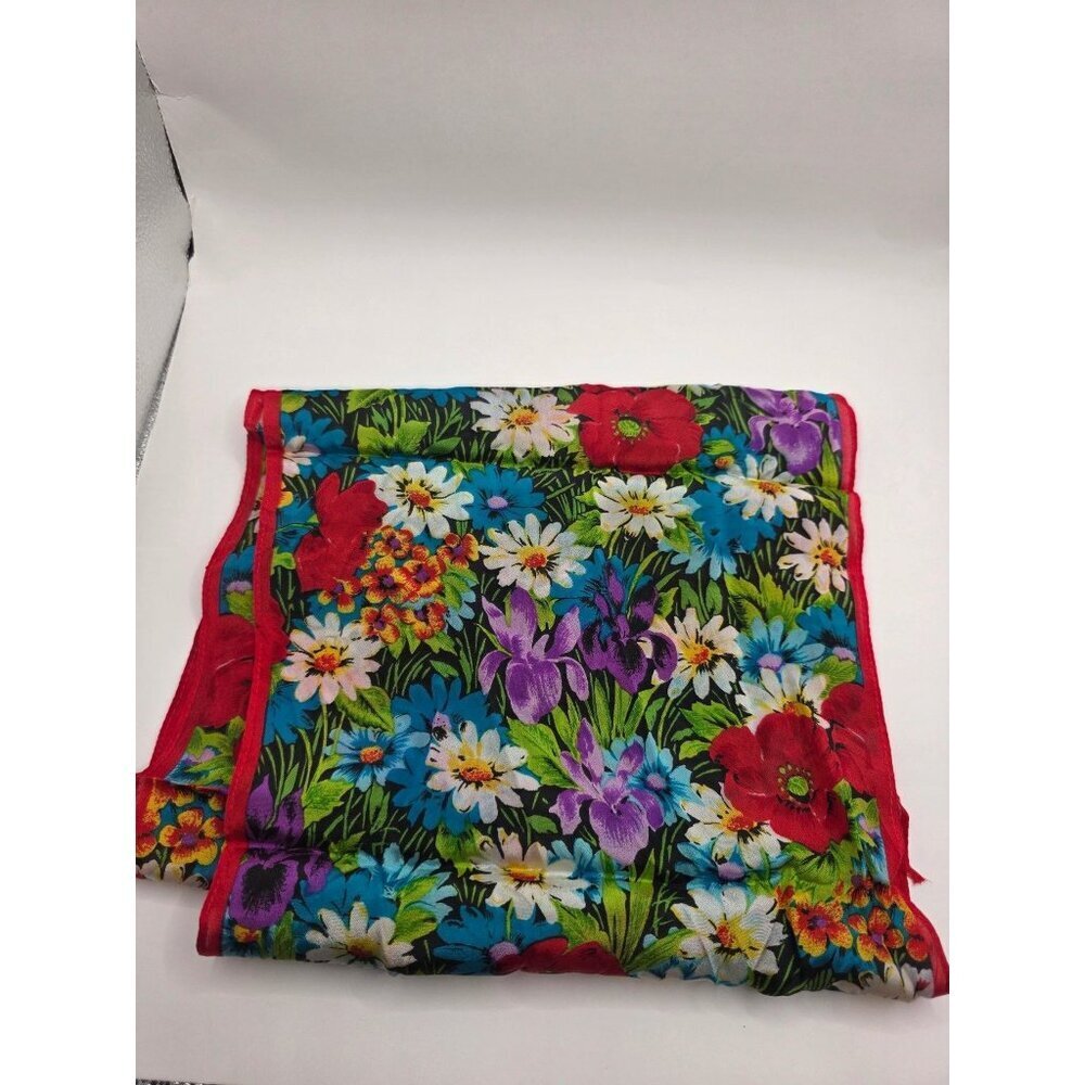Oscar de la Renta Women's Scarf Multi-Color Floral Greek Key Fringe 48x10